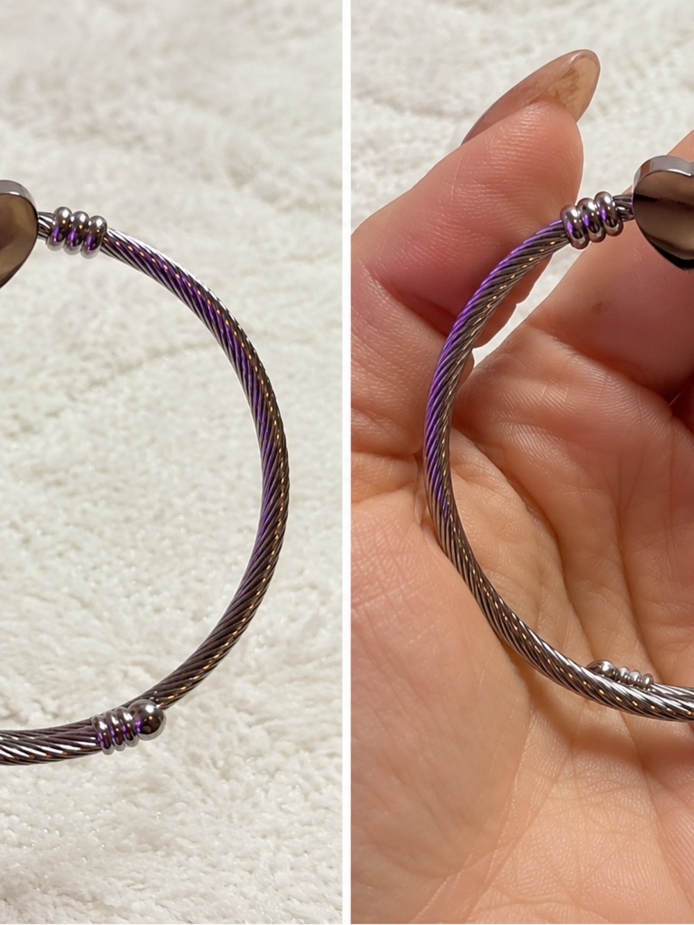 Purple-Tone Twisted Cable Bangle Bracelet
